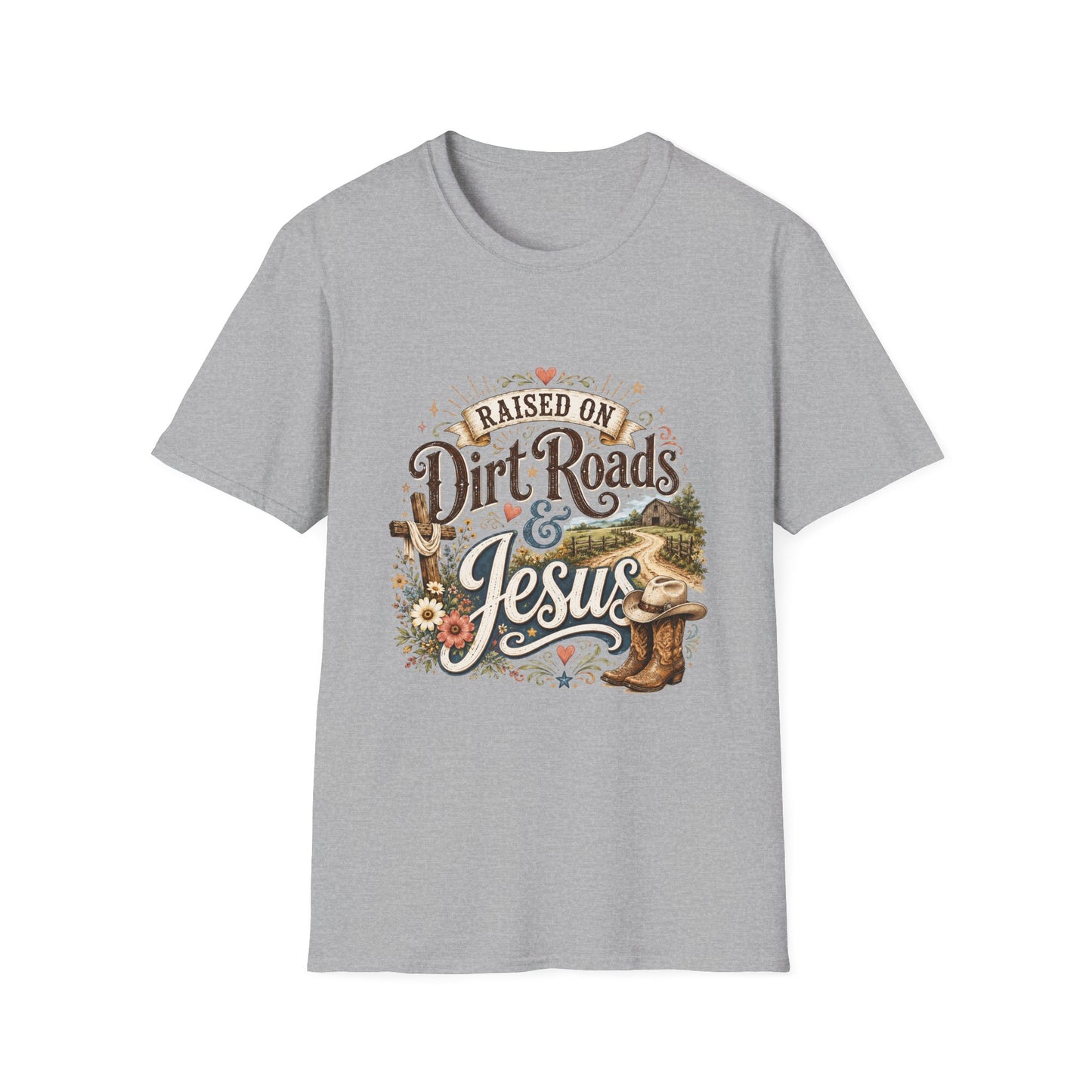 Raised on Dirt Roads & Jesus T‑Shirt