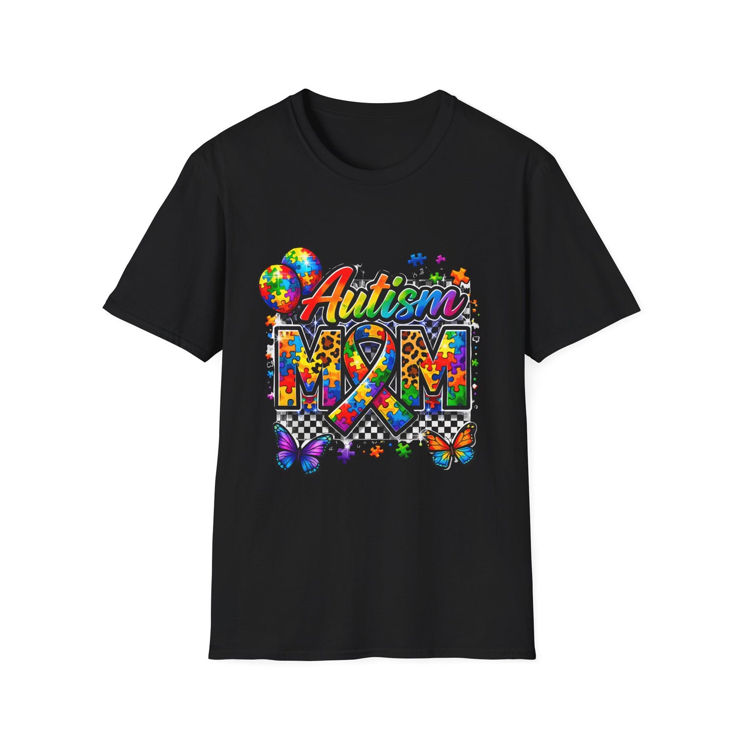 Autism Mom T‑Shirt — Colorful Puzzle Ribbon Support Tee