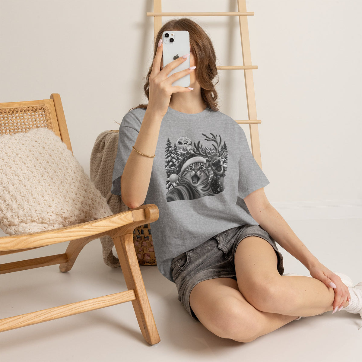 Woodland Wildlife Cat and Reindeer T-Shirt