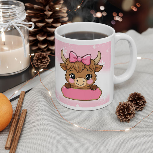 Cute Pink Cow Ceramic Mug - Personalize