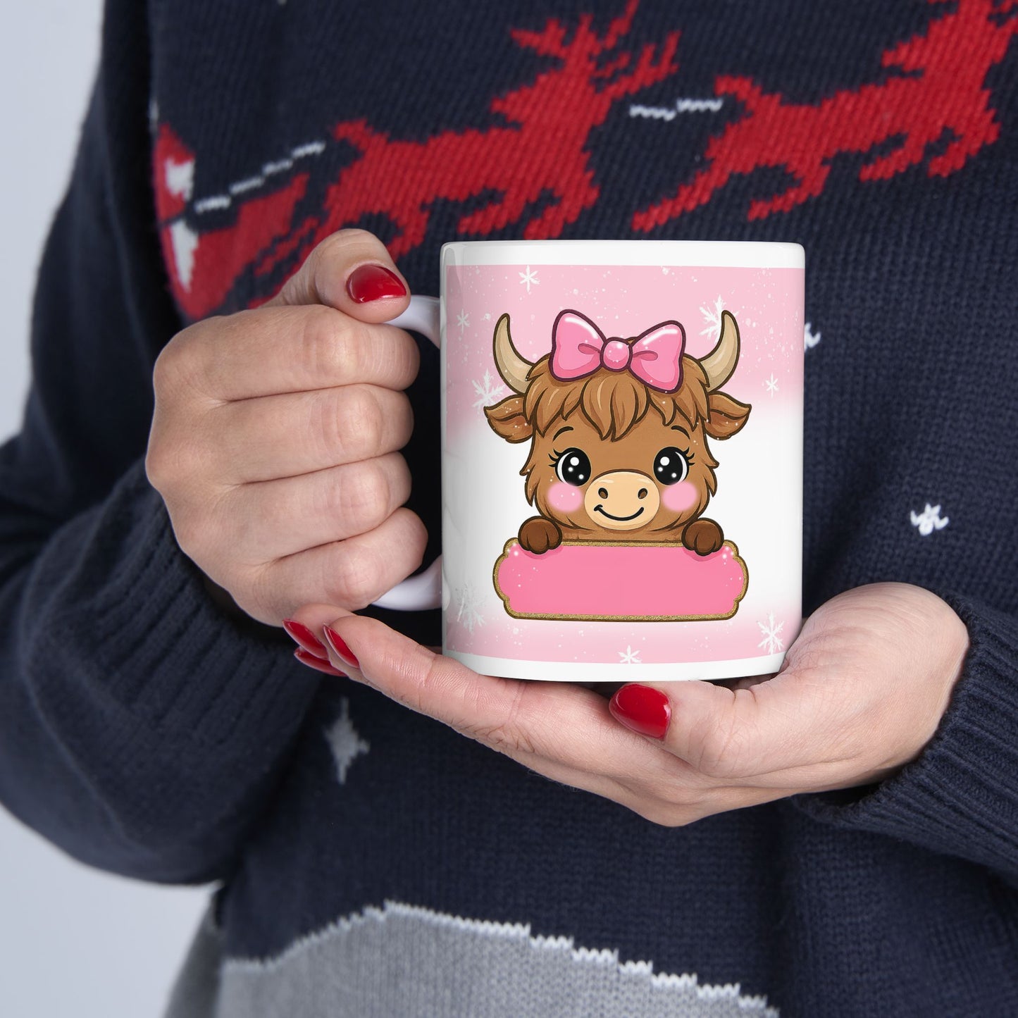 Cute Pink Cow Ceramic Mug - Personalize