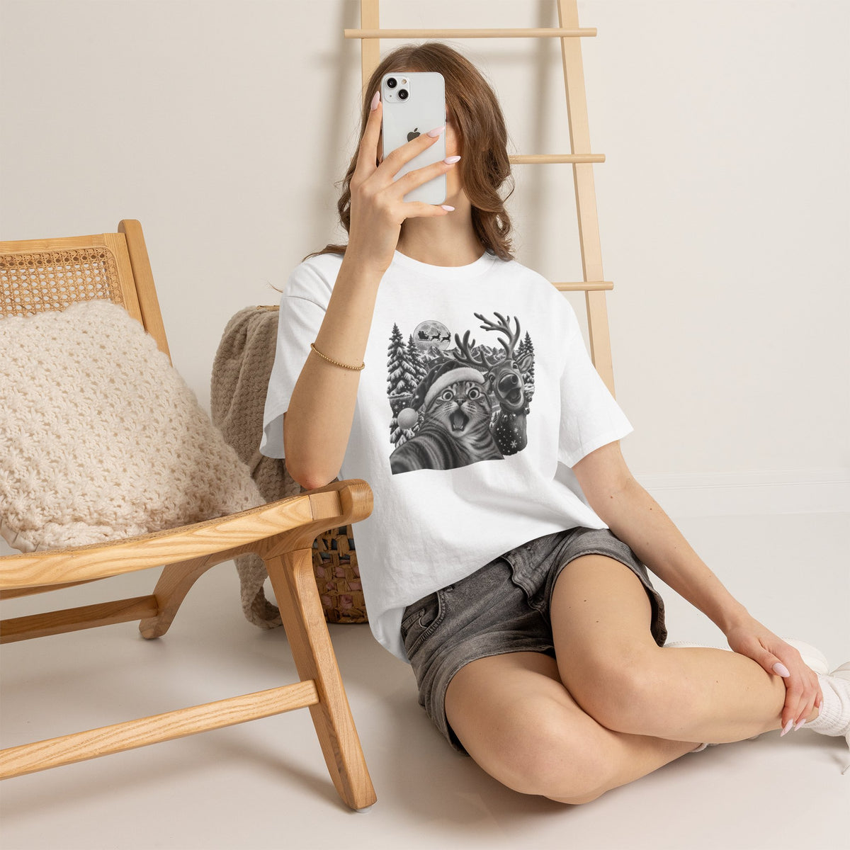 Woodland Wildlife Cat and Reindeer T-Shirt