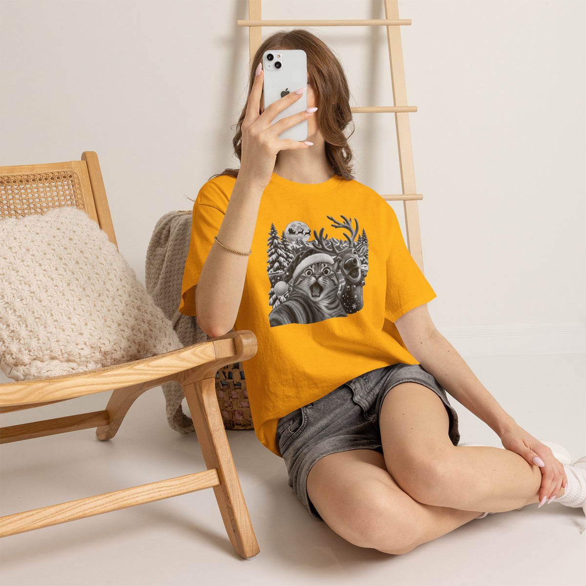 Woodland Wildlife Cat and Reindeer T-Shirt