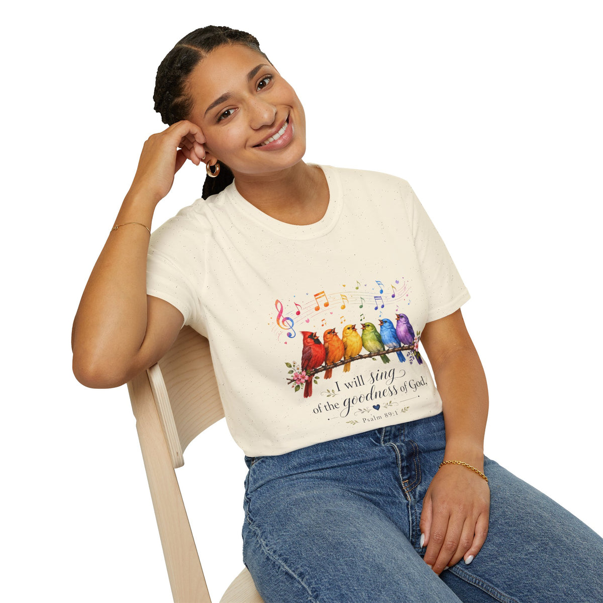 I Will Sing of the Greatness of God Colorful Bird Christian T-Shirt