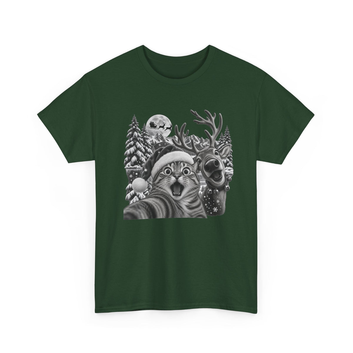 Woodland Wildlife Cat and Reindeer T-Shirt