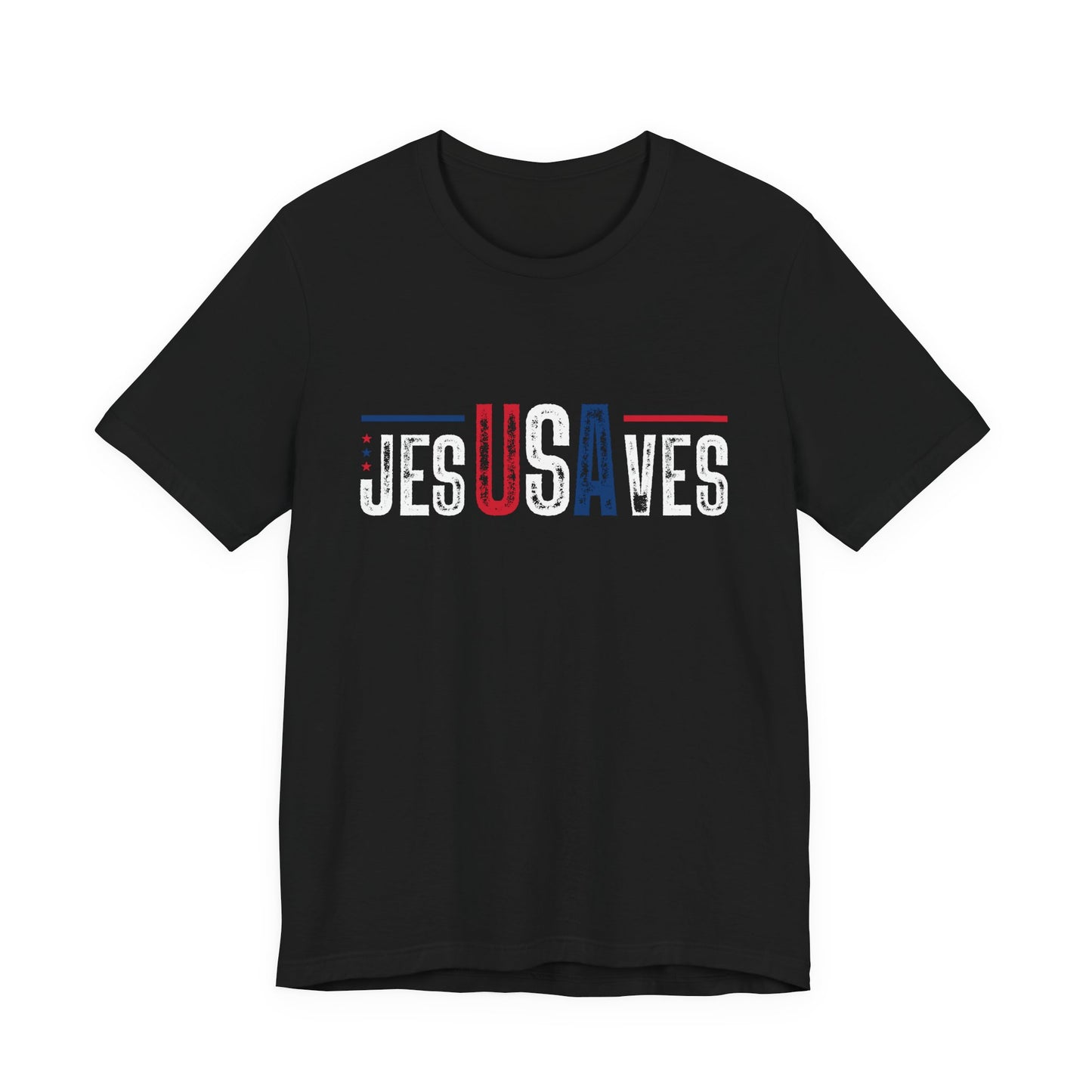 Jesus Saves Patriotic Tee — USA Flag Christian T-Shirt