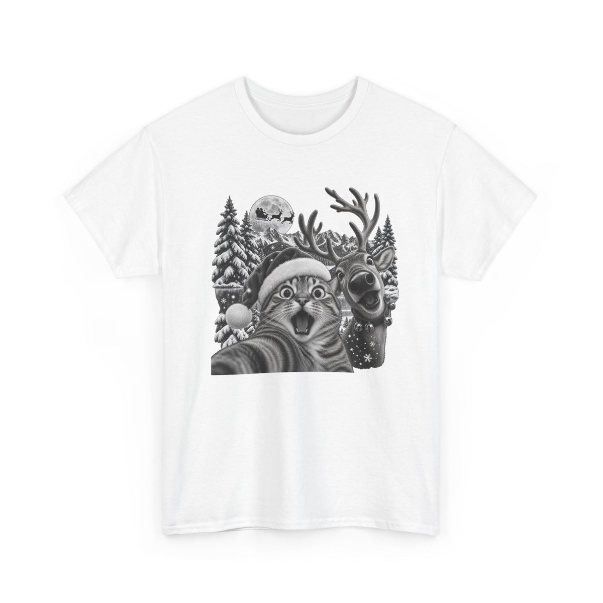 Woodland Wildlife Cat and Reindeer T-Shirt
