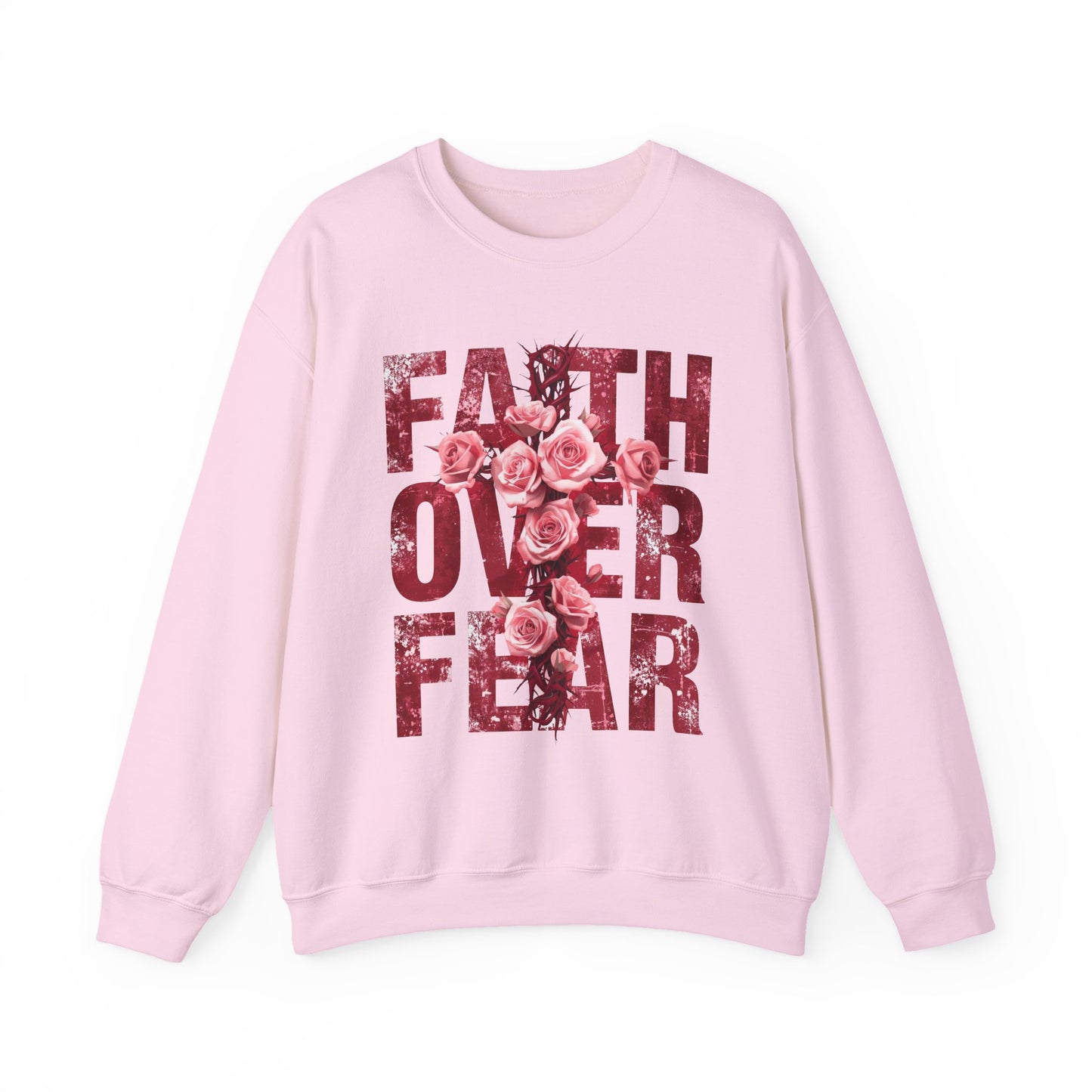 Faith Over Fear Sweatshirt — Floral Typography Christian Crewneck