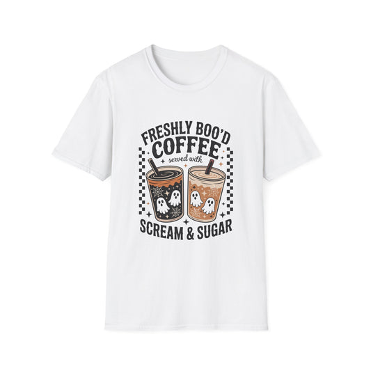 Halloween Coffee T-Shirt, Perfect for Fall, Boo'd Coffee Tee, Spooky Gifts for Coffee Lovers, Unisex Graphic Shirt