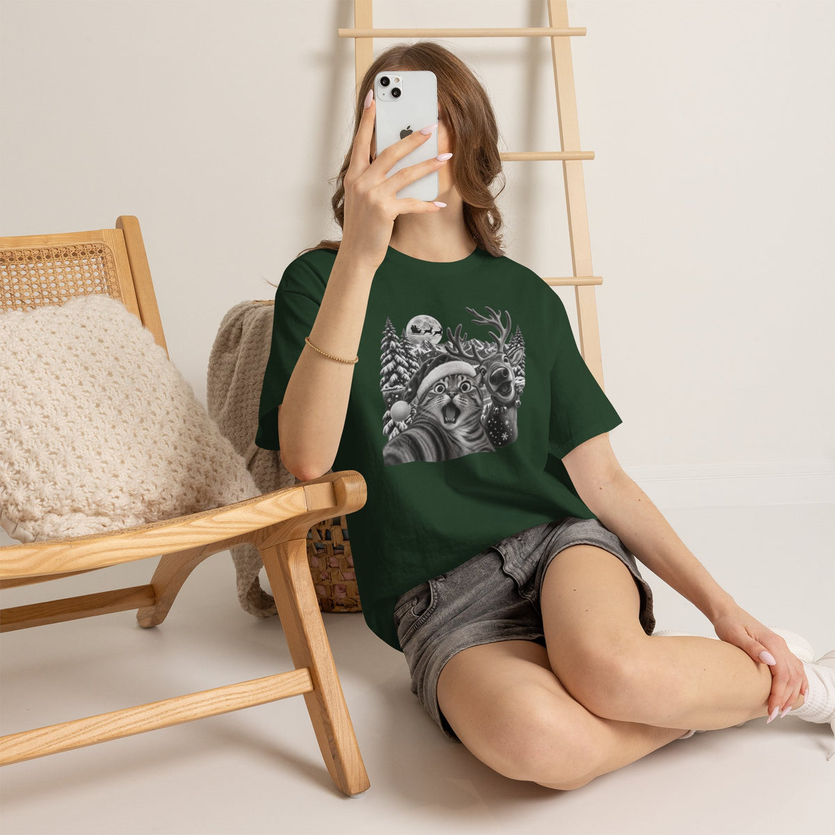 Woodland Wildlife Cat and Reindeer T-Shirt