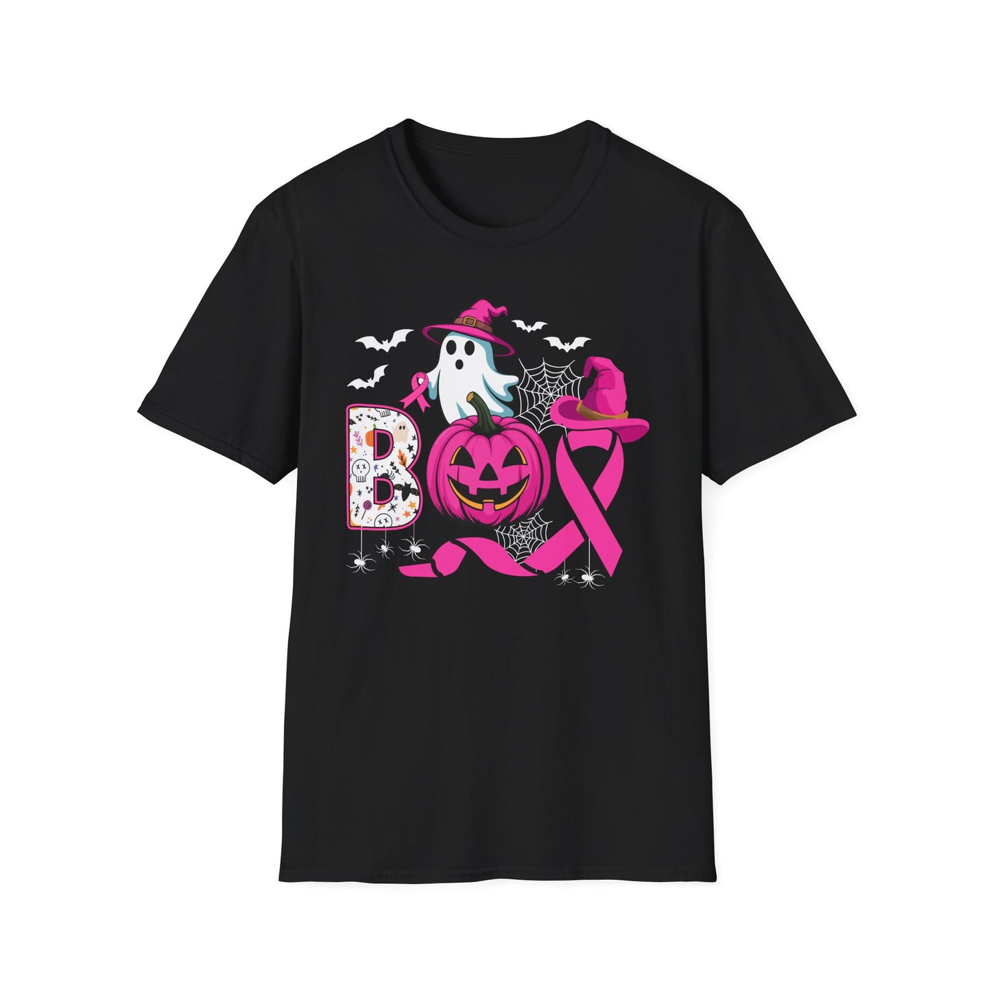 Halloween Ghost & Pumpkin T-Shirt,  Pink Ribbon Awareness