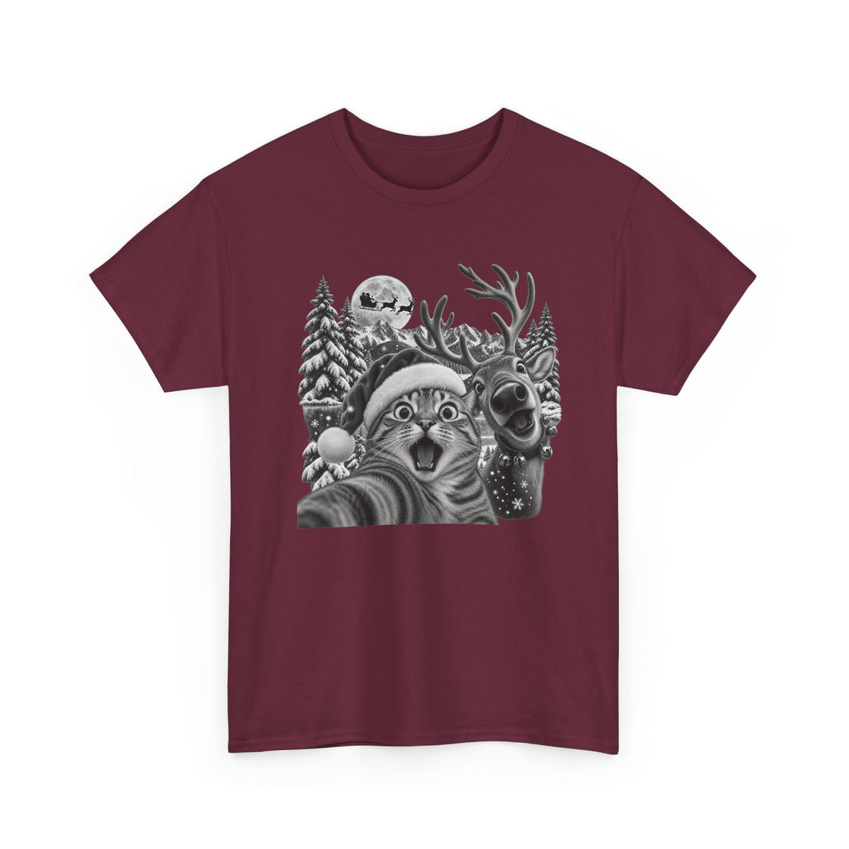 Woodland Wildlife Cat and Reindeer T-Shirt