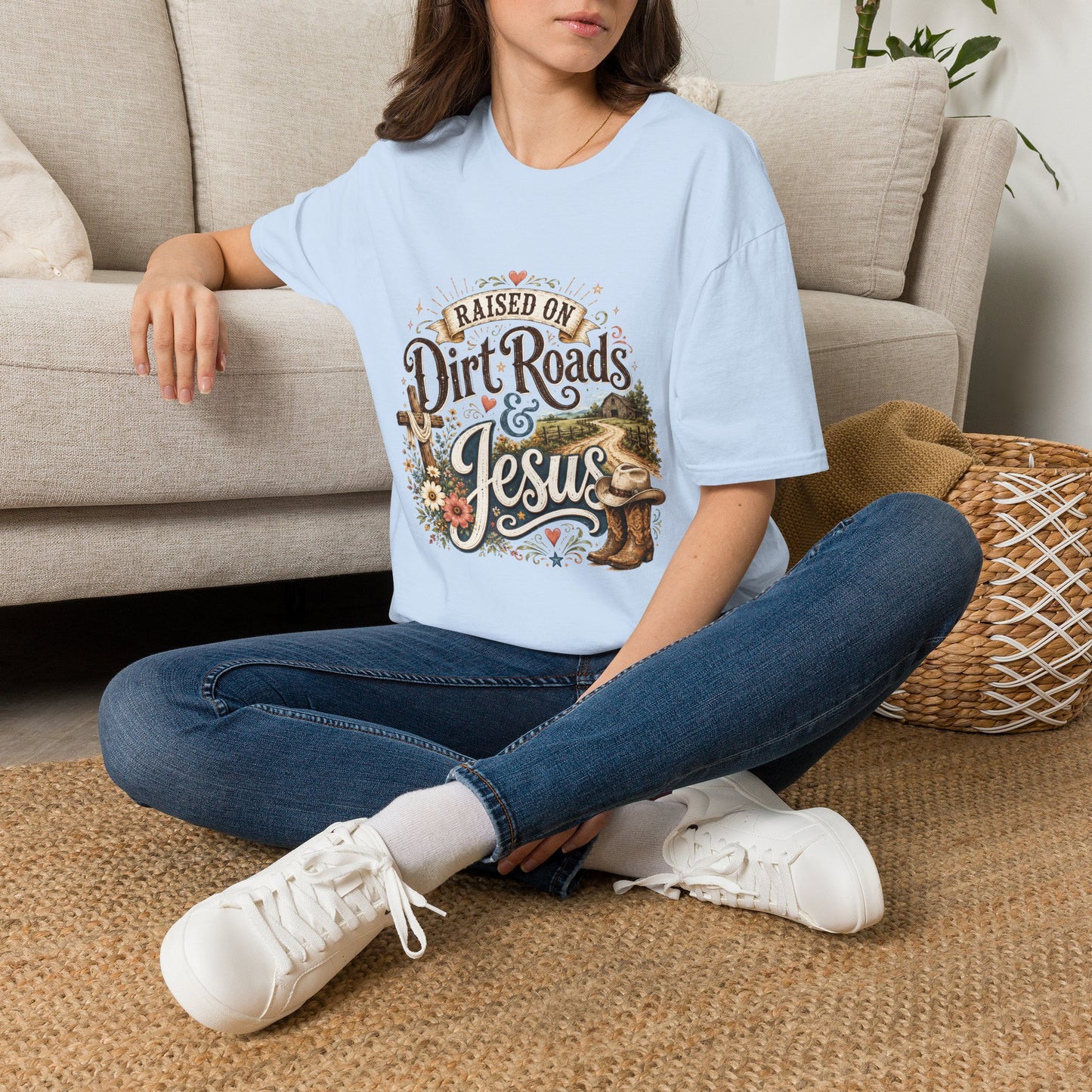 Raised on Dirt Roads & Jesus T‑Shirt