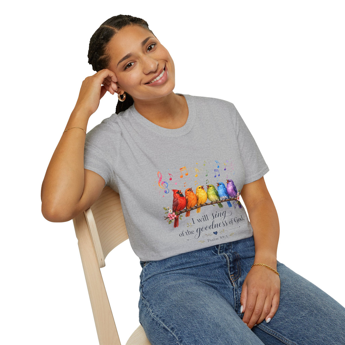 I Will Sing of the Greatness of God Colorful Bird Christian T-Shirt