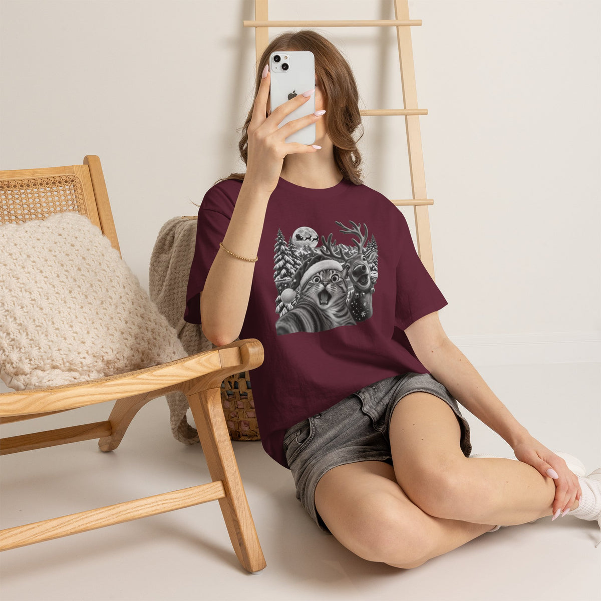 Woodland Wildlife Cat and Reindeer T-Shirt