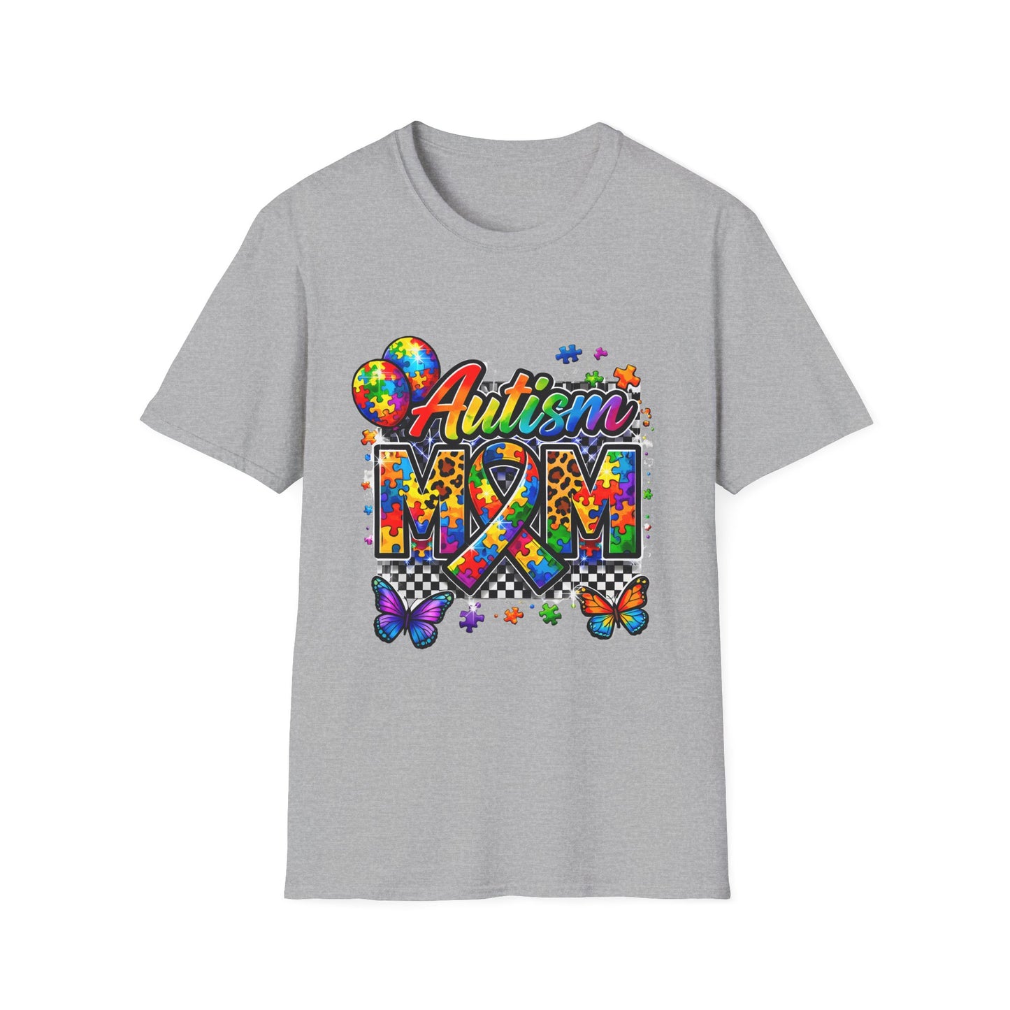 Autism Mom T‑Shirt — Colorful Puzzle Ribbon Support Tee